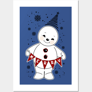 Creative snowman drawing Posters and Art